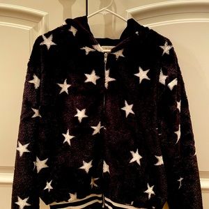 Ee:some Brand Black Furry Varsity Jacket